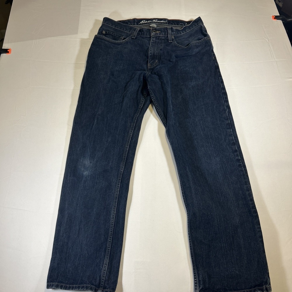 Eddie Bauer Men's Relaxed Fit Jeans Classic Dark Blue Denim Wash 33x30